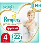 Pampers Premium Care (Памперс) подгузники-трусы 4 макси 9-14кг, 22шт